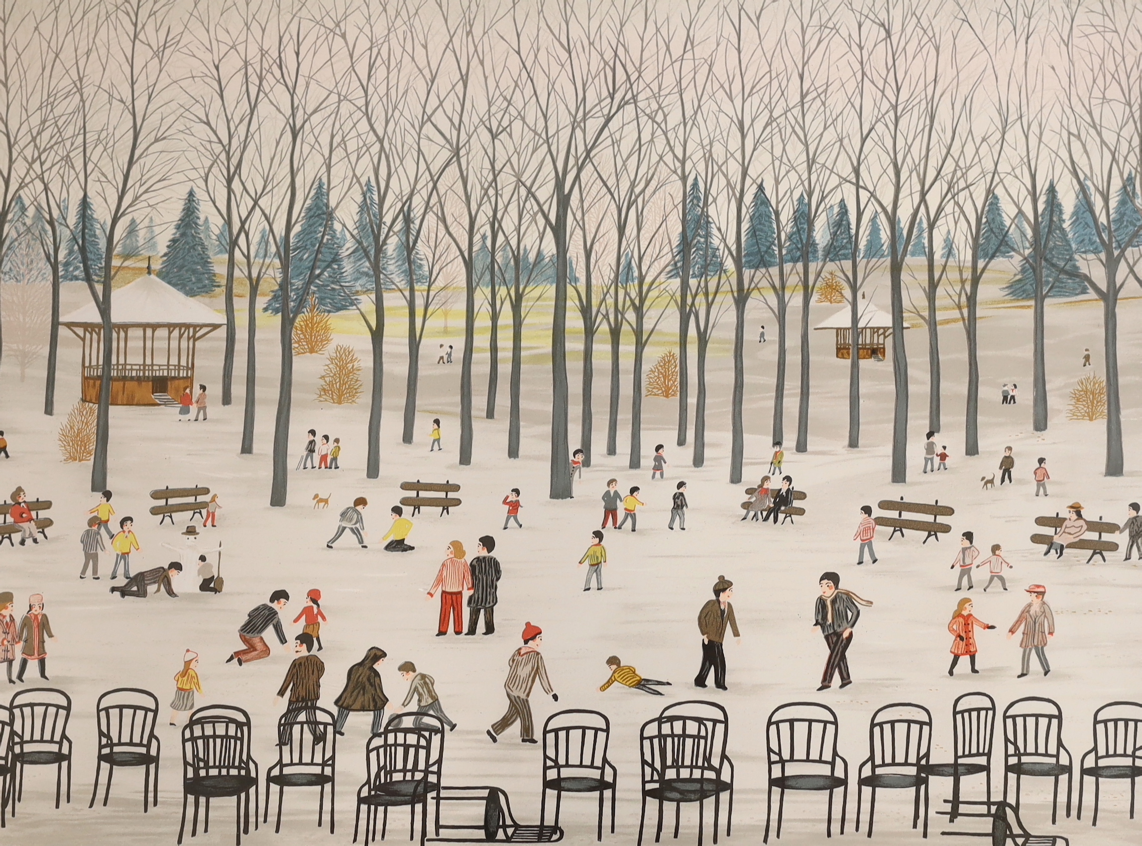 Fanch Ledan (French, b.1949), three pencil signed limited edition colour prints, one with embossed blind stamp, one titled Parc Monceau, largest 66 x 50cm